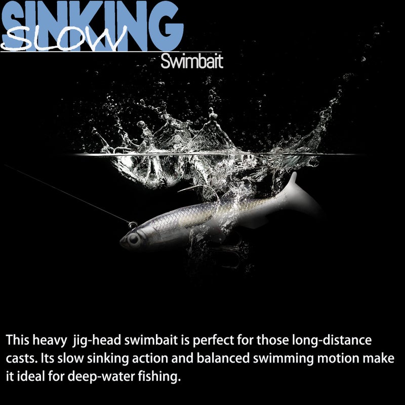 VMSIXVM Soft Fishing Lures Shad Minnow Swimbaits, Pre-Rigged Jig Heads Paddle Tail Swim Baits for Bass, Trout, Walleye, Crappie, Sinking Jigs Bait for Saltwater Freshwater, Fishing Gifts for Men - Image 3