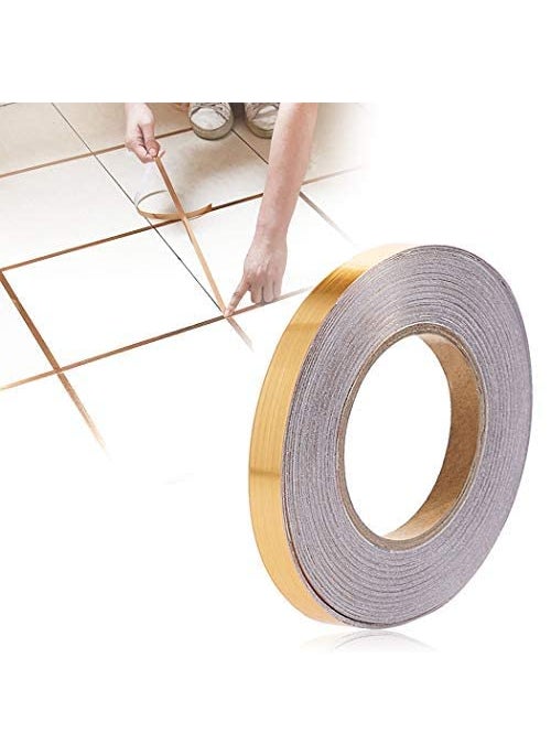 MSA - MSA 50 Meter Home Tile Sticker Waterproof Gap Sealing Tape Strip Adhesive Tile Decoration Floor Tape for Floor and Wall (1 cm x 50m) (Golden) - Image 1