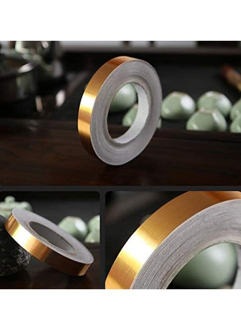 MSA - MSA 50 Meter Home Tile Sticker Waterproof Gap Sealing Tape Strip Adhesive Tile Decoration Floor Tape for Floor and Wall (1 cm x 50m) (Golden) - Image 1