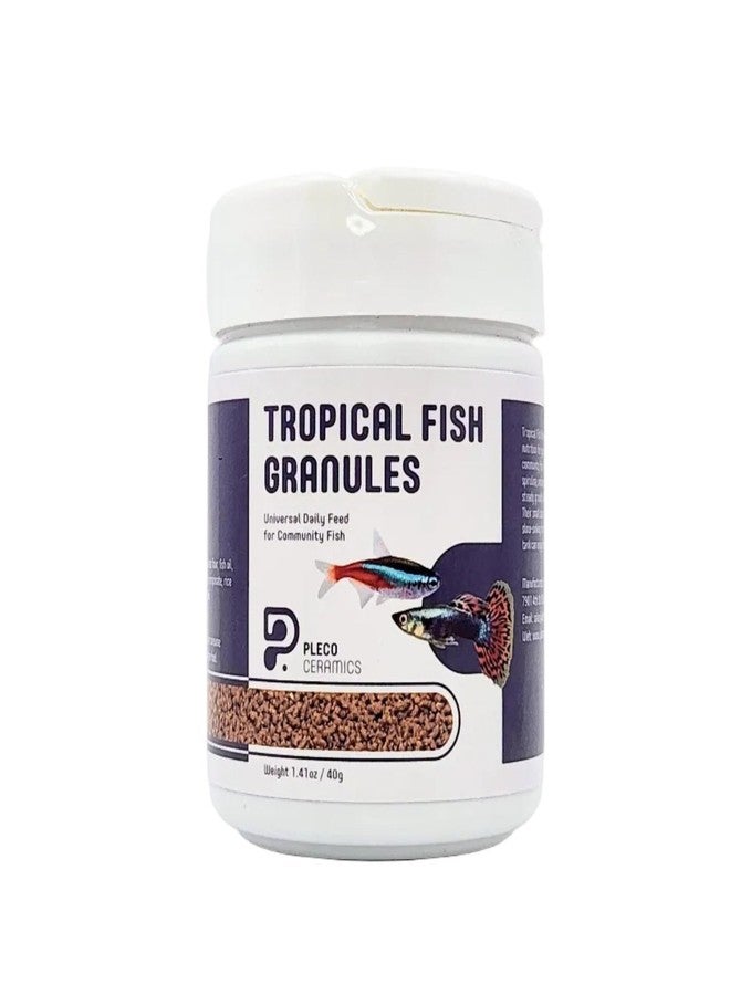Plecoceramics حبيبات Plecoceramics للأسماك الاستوائية، غذاء يومي لأسماك الزينة في أحواض السمك - تغذية متوازنة للأسماك الاستوائية، حبيبات سهلة الأكل تغوص في الماء (40 غرام / 1.41 أونصة) - Image 1