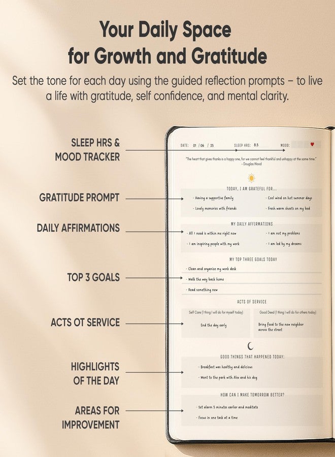 PRODUCTIVITY STORE Gratitude & Self-Care Journal - Guided Mindfulness & Mental Health Journal All-in-One with Prompts for Self Discovery - Daily Journal for Men & Women (A5, Black) - PRODUCTIVITY STORE - Image 4