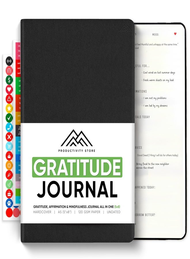 PRODUCTIVITY STORE Gratitude & Self-Care Journal - Guided Mindfulness & Mental Health Journal All-in-One with Prompts for Self Discovery - Daily Journal for Men & Women (A5, Black) - PRODUCTIVITY STORE - Image 1