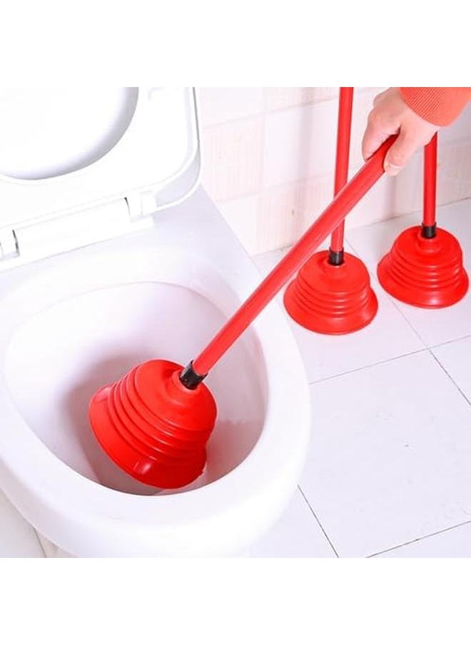 ECVV Air Toilet Plunger Powerful Unblocker For General Use Clears And Unblocks Toilets Bathroom Sink With Unique Bellows Design Easy To Clean Heavy Duty And Convenient Handle Commercial Style Red  - Image 3
