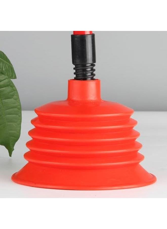 ECVV Air Toilet Plunger Powerful Unblocker For General Use Clears And Unblocks Toilets Bathroom Sink With Unique Bellows Design Easy To Clean Heavy Duty And Convenient Handle Commercial Style Red  - Image 4