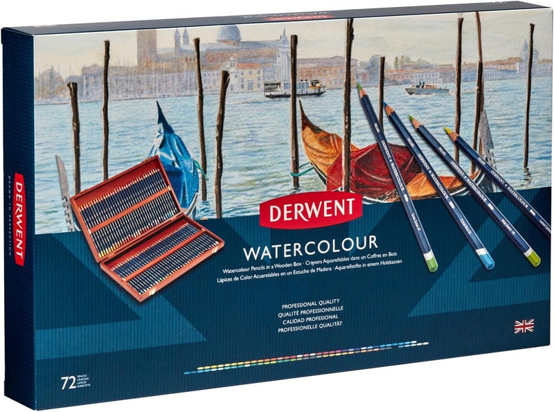 Derwent Watercolour Pencils Set of 72 in Wooden Gift Box - Professional Quality Multi-Colour Art Supplies - Image 2