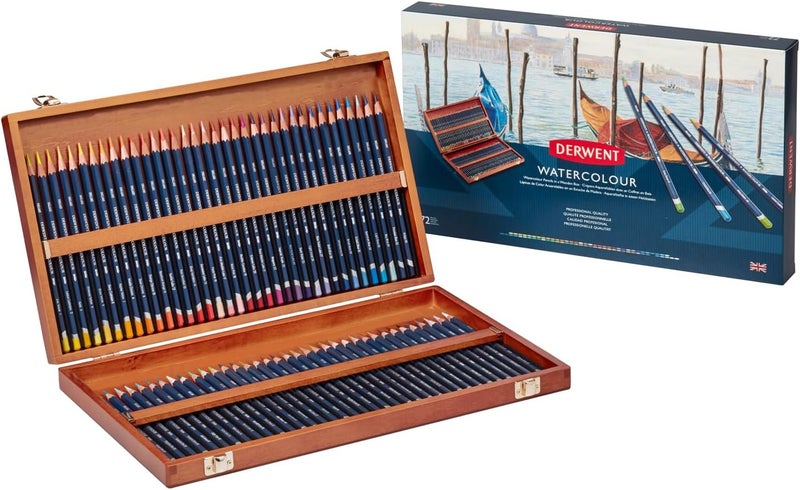 Derwent Watercolour Pencils Set of 72 in Wooden Gift Box - Professional Quality Multi-Colour Art Supplies - Image 1
