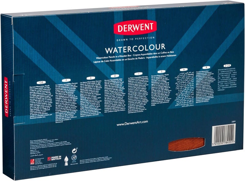 Derwent Watercolour Pencils Set of 72 in Wooden Gift Box - Professional Quality Multi-Colour Art Supplies - Image 3