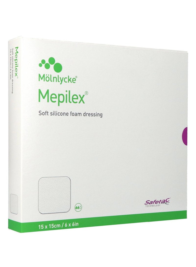 مولنليك ضمادة رغوية من السيليكون الناعم (Mepilex) 15×15سم | 6 × 6 انش - 5 قطع بتقنية Safetac للعناية المتقدمة بالجروح (للتقرحات، الحروق، قرح الضغط) - Image 4