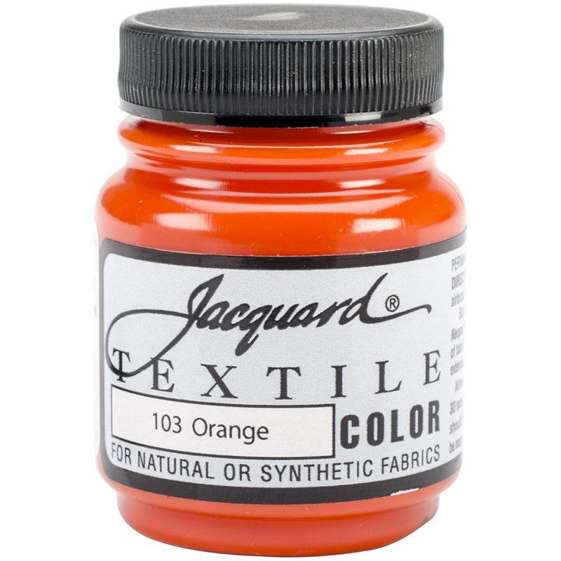 Jacquard Jacquard Textile Color Orange - Permanent Fabric Paint for Clothes, Furniture Upholstery, Shoes or Tote Bags – Indoor & Outdoor Fabric Paint – 2.25 Oz Jar, Upholstery Fabric Paint 