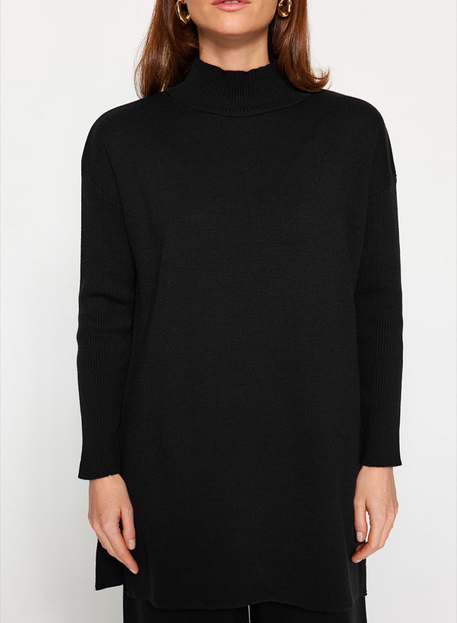 trendyol Black Slit Wide Leg Knitwear Bottom-Top Set - Image 4