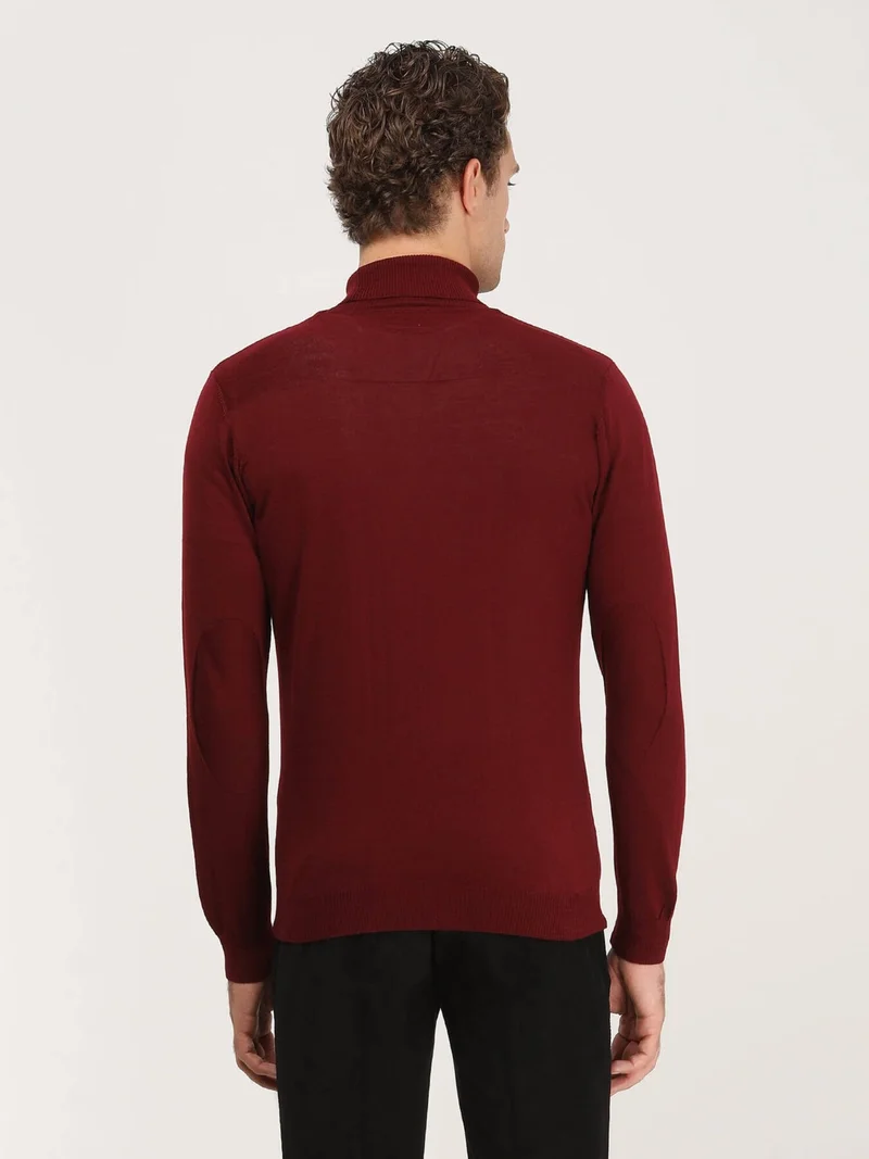 كيب Red Full Turtleneck Plain Knit Wool Blend Sweater