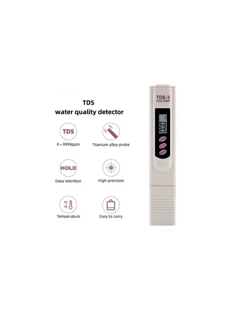 TDS3 Digital Water Quality Tester, TDS & Temperature Meter, 0–9999 PPM, LCD Display - Image 1