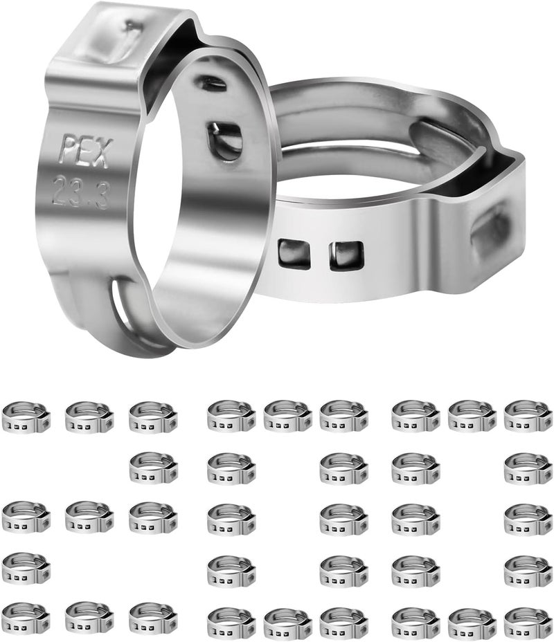 PXZBLG 200 Pack 3/4 Inch PEX Cinch Clamps, Stainless Steel Single Ear Hose Clamps, for PEX Pipe - Image 1