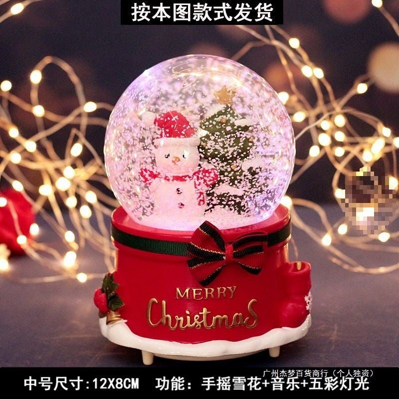 Gift Girls Glowing Christmas Music Box Santa Claus Snowflake Christmas Eve Crystal Ball Children'S Gift - Image 3