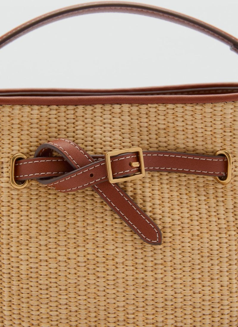 MANGO Canvas Buckle Detail Bucket Bag  - Image 3