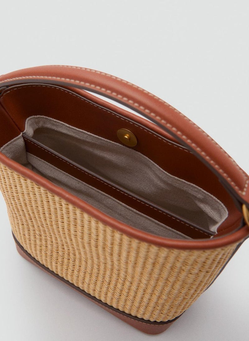 MANGO Canvas Buckle Detail Bucket Bag  - Image 4