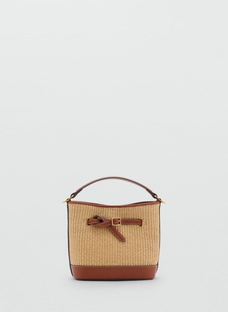 MANGO Canvas Buckle Detail Bucket Bag  - Image 1