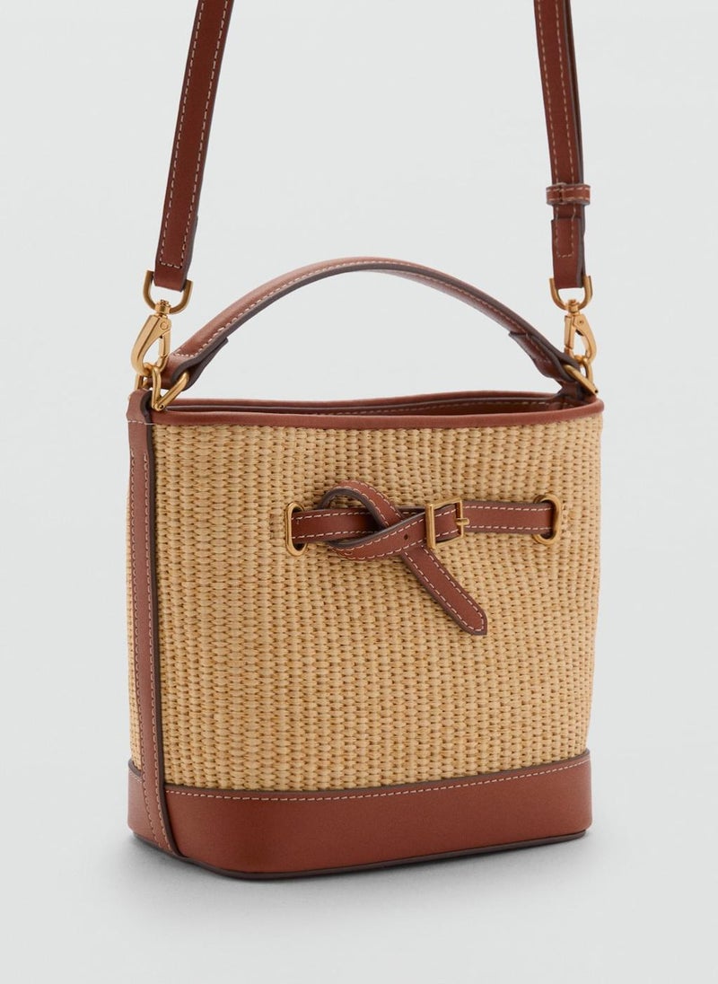 MANGO Canvas Buckle Detail Bucket Bag  - Image 2