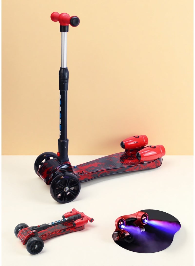 إيزي فيتشور سكوتر ركل سهل المستقبل بثلاث عجلات للأطفال من سن 3 إلى 14 عامًا، يتميز بعجلات مضيئة بتقنية LED، وموسيقى بلوتوث، ورذاذ ماء وتأثير دخان، قابل للطي، وركوب آمن للأولاد والبنات - Image 1