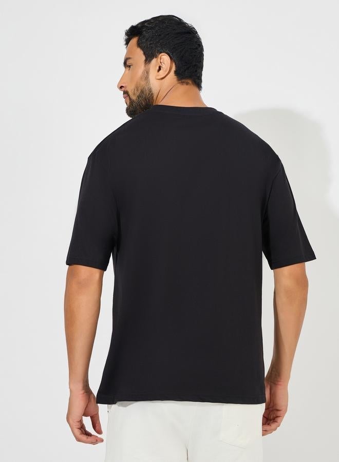 Styli Contrast Seam Piping Detail Oversized T-Shirt - Image 4