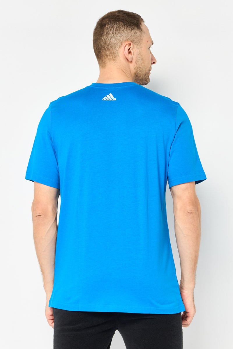Adidas Men Sportswear Fit Short Sleeve Outdoor T-Shirt, Blue - Image 3