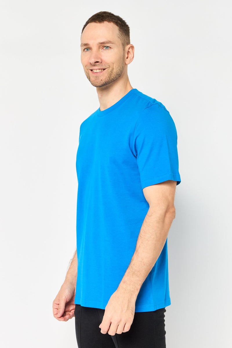Adidas Men Sportswear Fit Short Sleeve Outdoor T-Shirt, Blue - Image 2