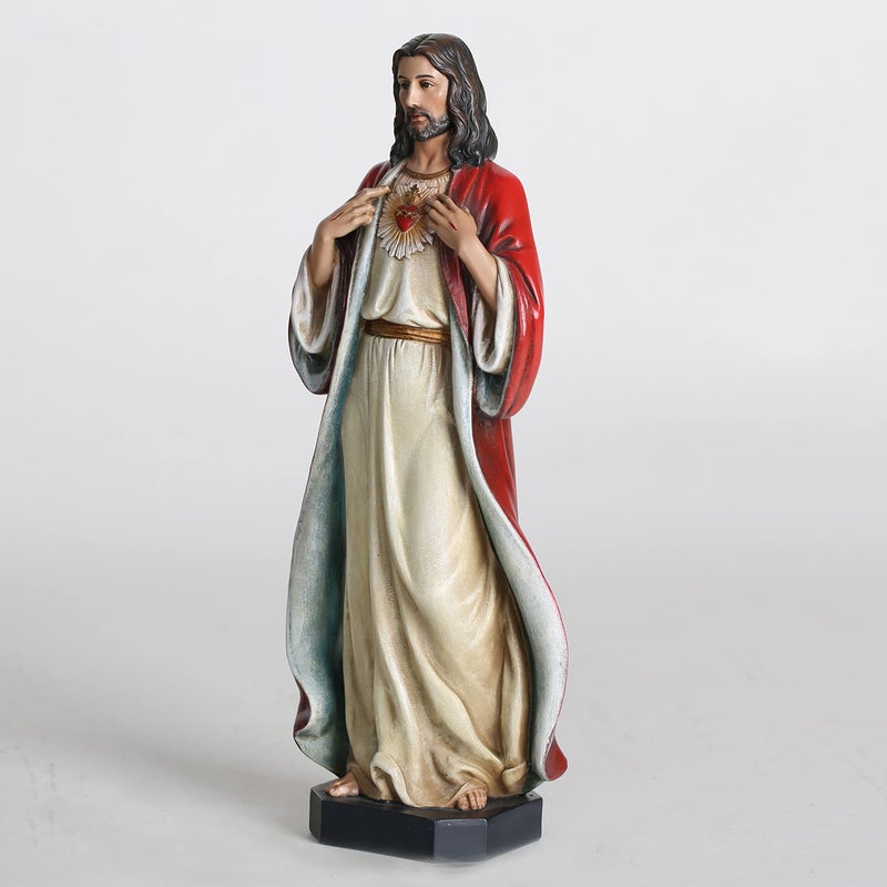 BC BUILDCLASSIC BC Catholic Sacred Heart of Jesus Statue, 10" H Jesus Christ Figure, Religious Catholic Gifts, Inspirational Indoor Home Decor, Hand Painted by Buildclassic - Image 3