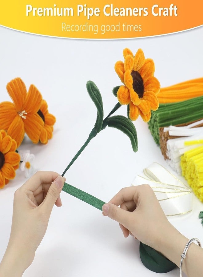 BOLT BEE Pipe Cleaners Craft Set, 500 Pieces, 5 Colors, Chenille Stems with Floral Wires, Gardening Tape, Stamen for DIY Flower Making (Sunflower) - Image 5