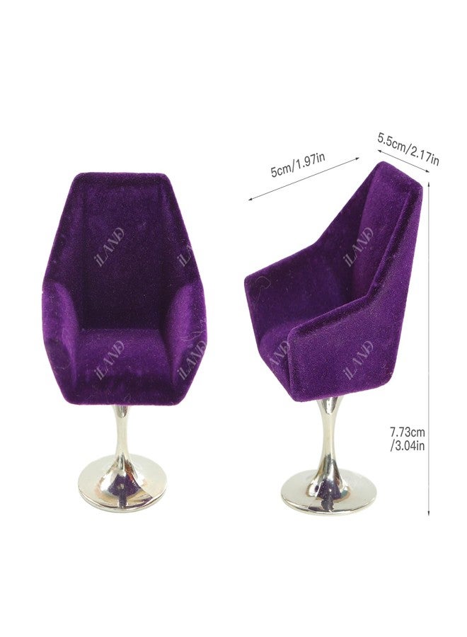 iLAND Dollhouse Furniture and Accessories Set, Miniature Swivel Chair & Carpet Modern for Dollhouse Livingroom (Purple) - Image 2