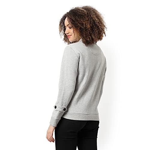 Campus Sutra Women Grey Solid Regular Fit Cotton Jacket For Winter Wear | Standing Collar | Full Sleeve | Buttoned | Casual Jacket For Woman & Girl | Western Stylish Jacket For Women - Image 3