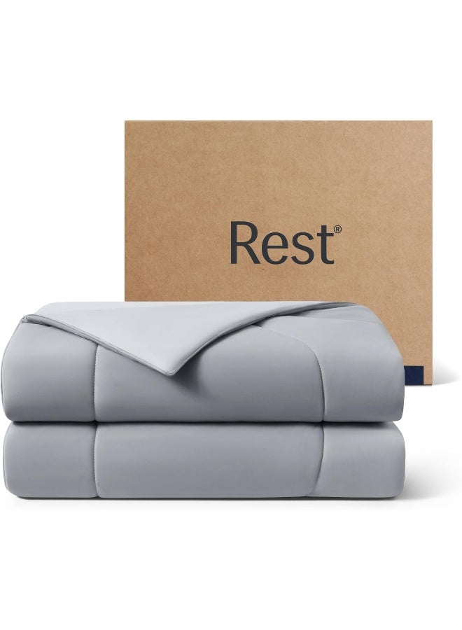 Rest REST® Evercool® Cooling Comforter, King/Cali King, Blanket for Hot Sleepers, All Season Bedding to Keep Cool for Night Sweats, Breathable Lightweight Blanket, 106x90 Inches, Cool Gray  - Image 1