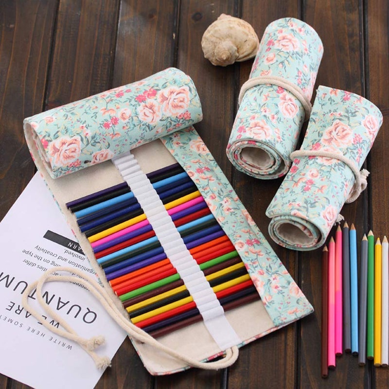 Desi Rang Canvas Roll Up Pencil Case 36 Slot Fabric Wrap Organizer for Colored Pencils, Pens, Brushes Portable Art Supplies Holder for Artists, Students, Travel Durable & Washable Pouch - Image 4