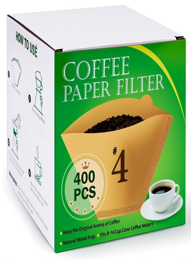 BYKITCHEN 400 قطعة من فلاتر القهوة المخروطية رقم 4، تناسب ماكينات القهوة من 8 إلى 12 كوبًا و14 كوبًا، ورق ترشيح قهوة غير مبيض للاستخدام مرة واحدة، مقاس 4، متوافق مع ماكينات قهوة Ninja وCuisinart سعة 12/14 كوبًا وماكينات التقطير - Image 1