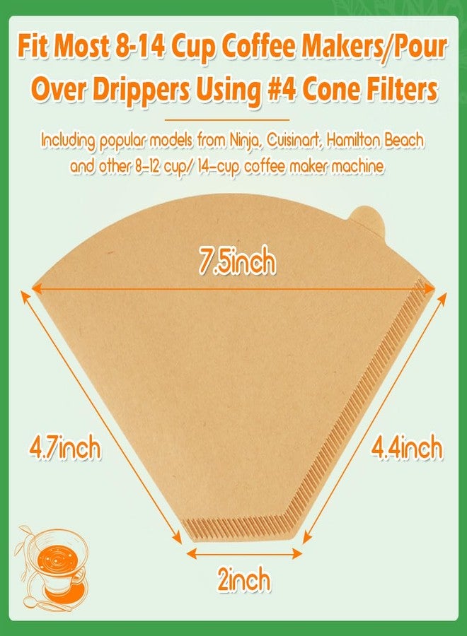 BYKITCHEN 400 قطعة من فلاتر القهوة المخروطية رقم 4، تناسب ماكينات القهوة من 8 إلى 12 كوبًا و14 كوبًا، ورق ترشيح قهوة غير مبيض للاستخدام مرة واحدة، مقاس 4، متوافق مع ماكينات قهوة Ninja وCuisinart سعة 12/14 كوبًا وماكينات التقطير - Image 2