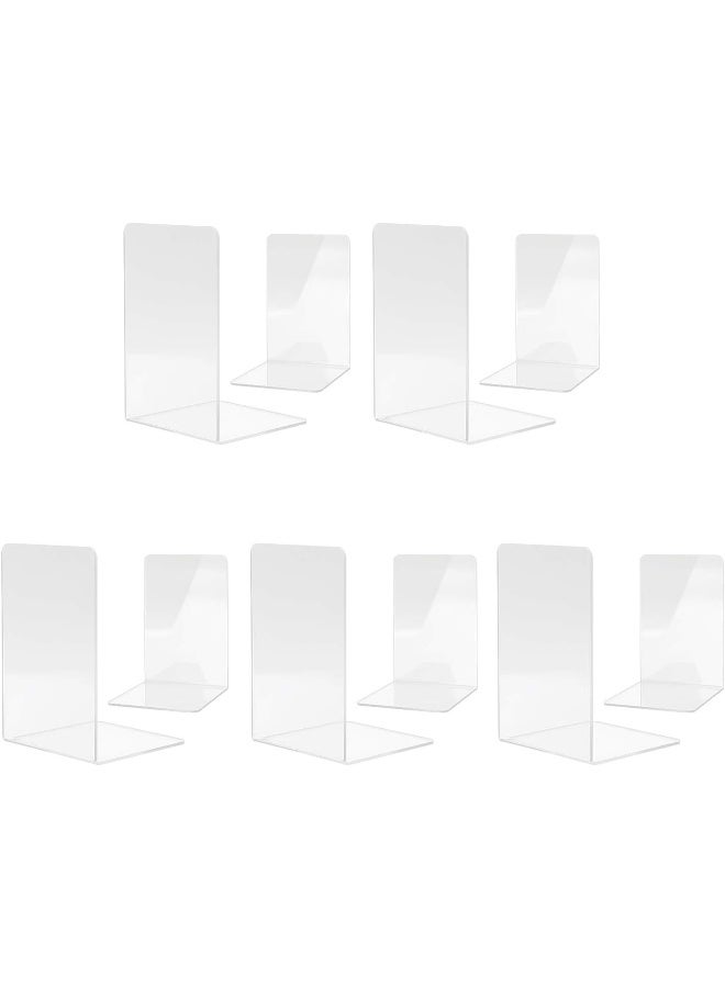 TPGP 5 Pairs Acrylic Book Ends, Book Holders For Shelves, Clear Invisible Bookends, Non-Slip Book Stopper, Desktop Book Organizer, Stationery Supplies Book Storage For School Office Library - Image 1
