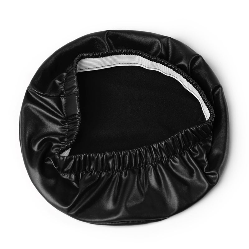 Round Stool Cover: Black PU Leather, Stretchable Elastic Fit, Waterproof Oilproof - Protective Decorative Removable Cover for Bar Kitchen Dining Garden Club - Image 5