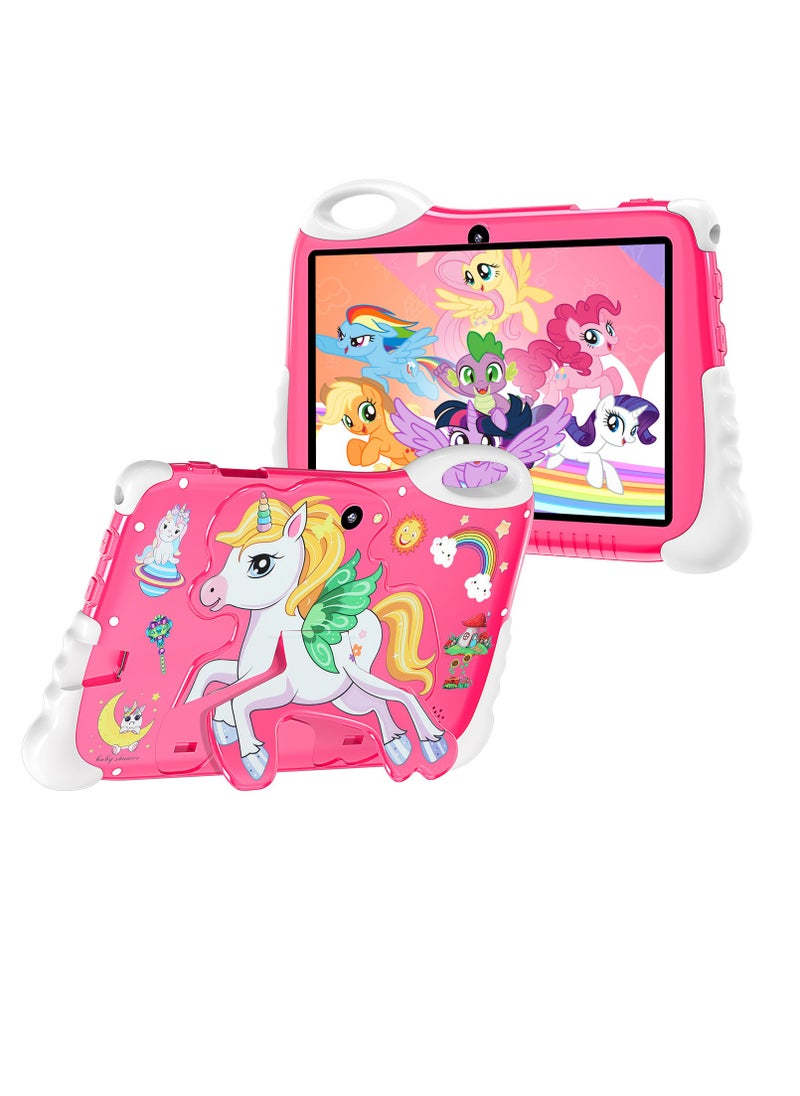 AROAQ 7 Inch Kids Tablet PC, 6GB RAM 128GB ROM Children Learning Tablet, Shockproof Durable Kids Gaming Pad, Easy To Carry Portable Kids Touch Pad For Boys And Girls, (1pc, Pink)  - Image 1