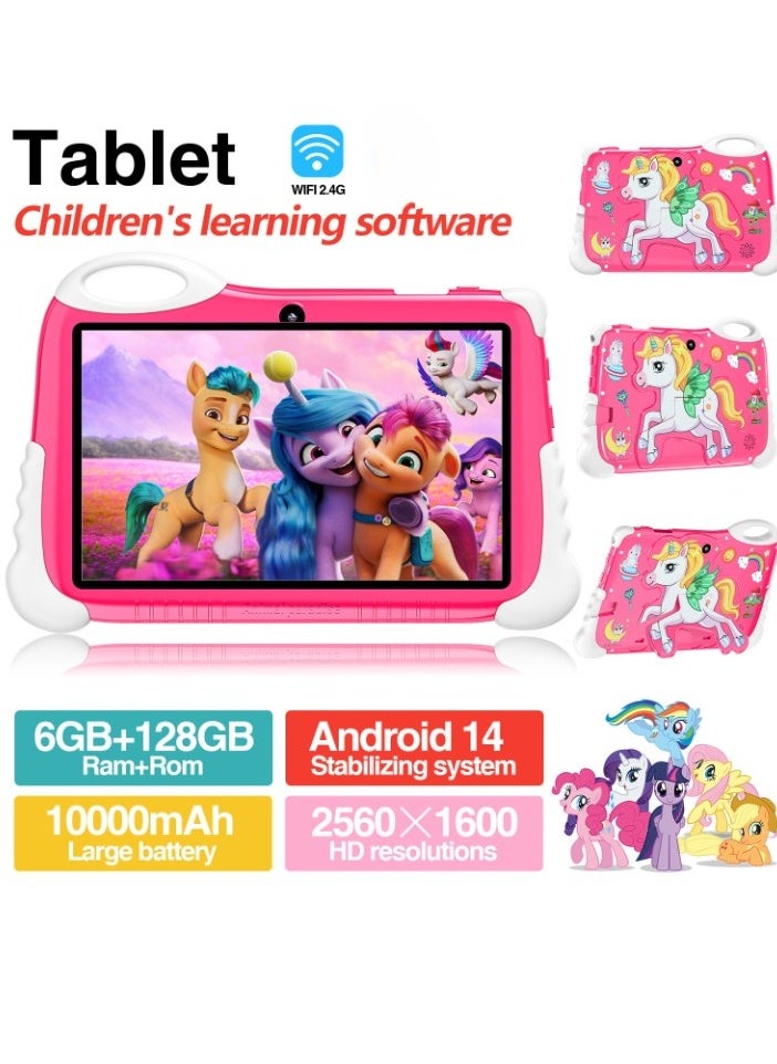 AROAQ 7 Inch Kids Tablet PC, 6GB RAM 128GB ROM Children Learning Tablet, Shockproof Durable Kids Gaming Pad, Easy To Carry Portable Kids Touch Pad For Boys And Girls, (1pc, Pink)  - Image 2