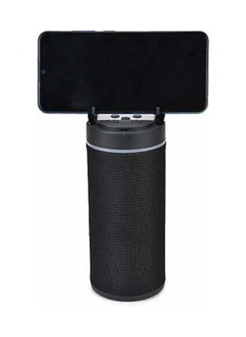 مكبر صوت KT-125 بلوتوث لاسلكي محمول مع حامل للموبايل ومنفذ USB وبطاقة ذاكرة واتصال بلوتوث (اسود)