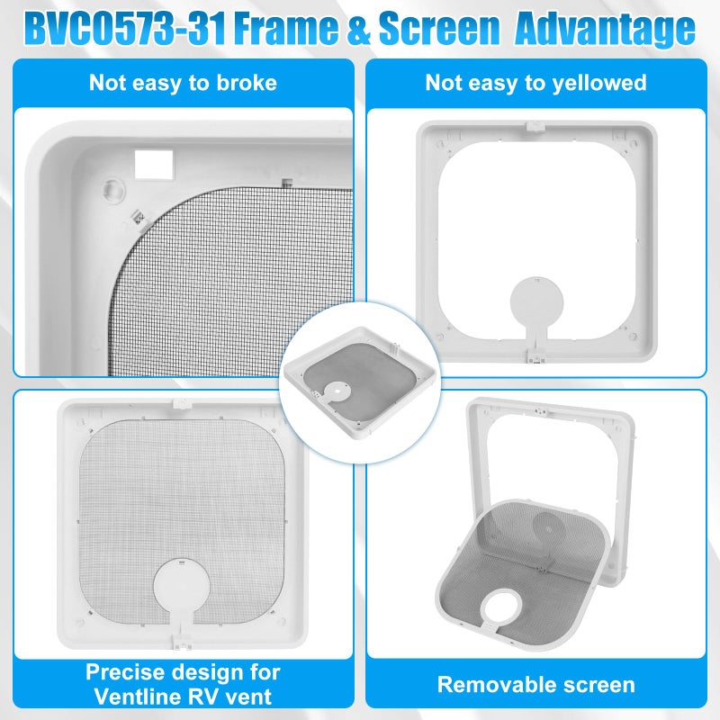 Zejoot Roof Vent Frame Screen Replacement BVC0573-31 13.5"X13.5" Compatible with Ventadome Roof Vent V2092,V2094, V2110,V2119,V2310,V2392, Birch White - Image 3