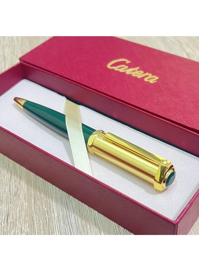 كاتيرا قلم بجودة و اناقة عالية بتصميم مريح وسلس باللونين الذهبي والأخضر. - Image 1