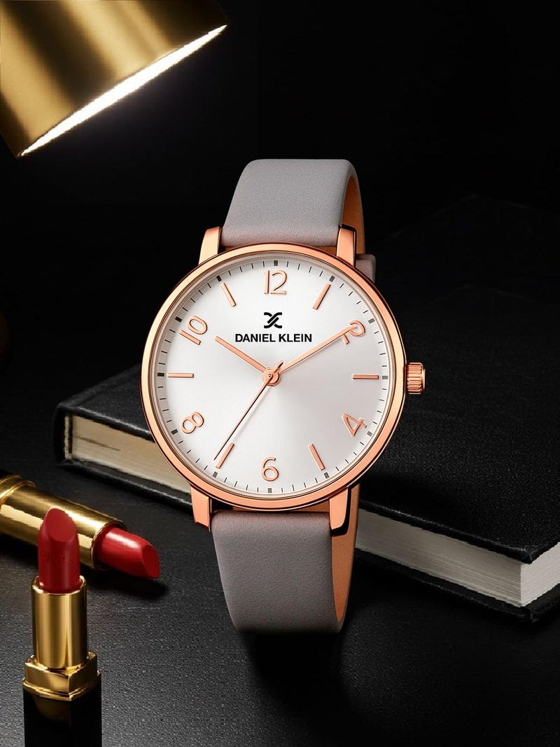 Daniel Klein Leather Analog Silver Dial Women's Watch-Dk11983-5 - Image 2