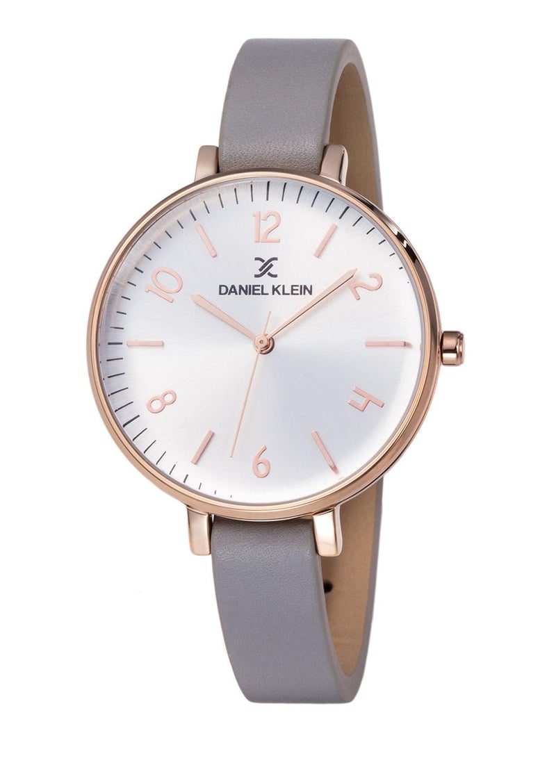 Daniel Klein Leather Analog Silver Dial Women's Watch-Dk11983-5 - Image 1