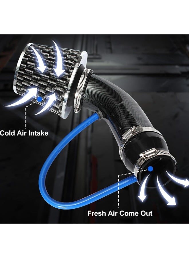 عام مجموعة سحب هواء بارد عالمية للسيارة 3 بوصة/76 ملم: أنبوب سحب هواء ألومنيوم، فلتر سيارات، خرطوم تحريض تدفق للدراجات النارية، سكوتر، ATV، موديد. - Image 4