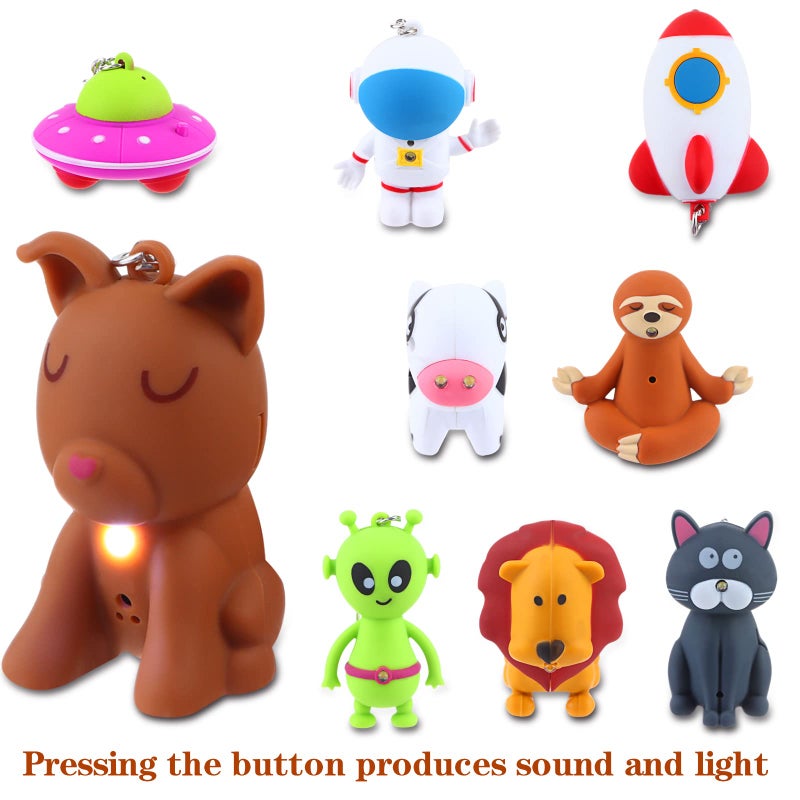Oppaxf 9 Pieces Nurse Flashlight Pediatric, Nurse Flashlight Keychain, Animal Flashlight Puppy Keychain Lion Cow Sloth Cat Astronaut Rocket Flashlight Keychain Pen Lights for Nurses Badge Reel, 9 Styles - Image 3