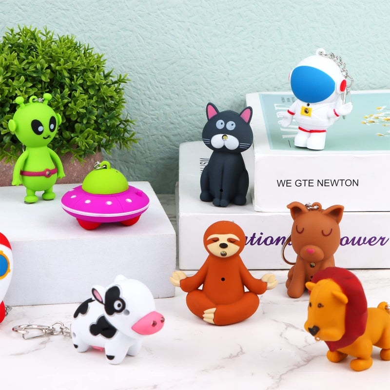 Oppaxf 9 Pieces Nurse Flashlight Pediatric, Nurse Flashlight Keychain, Animal Flashlight Puppy Keychain Lion Cow Sloth Cat Astronaut Rocket Flashlight Keychain Pen Lights for Nurses Badge Reel, 9 Styles - Image 4