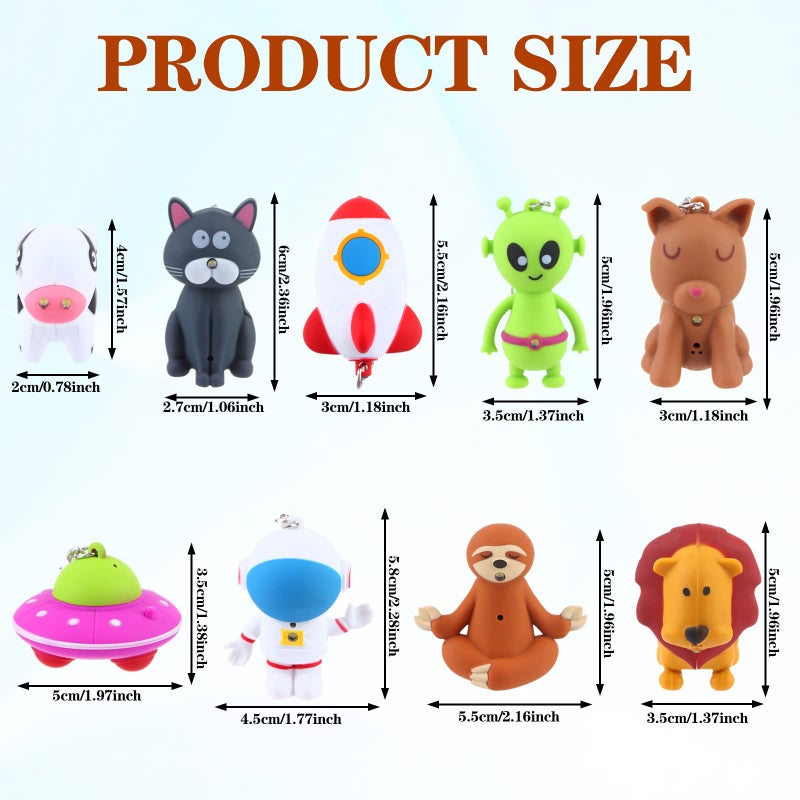 Oppaxf 9 Pieces Nurse Flashlight Pediatric, Nurse Flashlight Keychain, Animal Flashlight Puppy Keychain Lion Cow Sloth Cat Astronaut Rocket Flashlight Keychain Pen Lights for Nurses Badge Reel, 9 Styles - Image 2