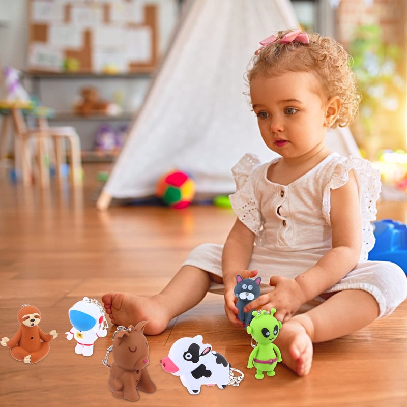 Oppaxf 9 Pieces Nurse Flashlight Pediatric, Nurse Flashlight Keychain, Animal Flashlight Puppy Keychain Lion Cow Sloth Cat Astronaut Rocket Flashlight Keychain Pen Lights for Nurses Badge Reel, 9 Styles - Image 5