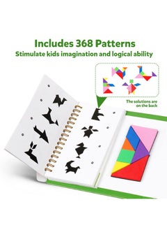kizh Travel Tangram Puzzle Magnetic Puzzle Book Game Road Trip Game Jigsaw Shapes Dissection STEM Games with Solution IQ Educational Toy for Kid Adult Challenge Brain Teasers 368 Patterns(2Pcs Tangrams)  - Image 4