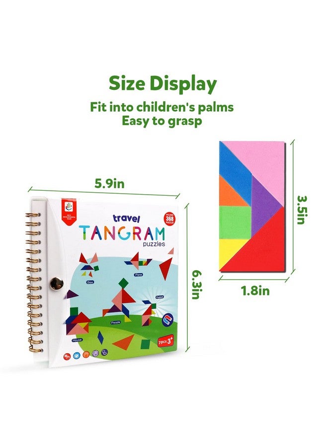 كيزه لعبة كتاب ألغاز تانجرام للسفر، ألغاز مغناطيسية، لعبة رحلة برية، أشكال الصور المقطوعة، تشريح، ألعاب STEM مع حل، لعبة تعليمية IQ للأطفال والكبار، 368 نمطًا (قطعتان من تانجرام) - Image 2